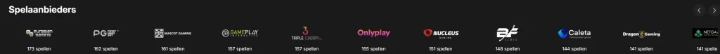 Wettson Casino spelaanbieders overzicht met providers en aantal spellen